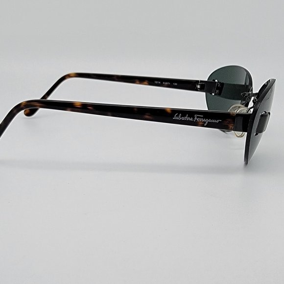 Salvatore Ferragamo 1014 512/71 Tortoise Frame Green Lens Rimless Sunglasses main image 6
